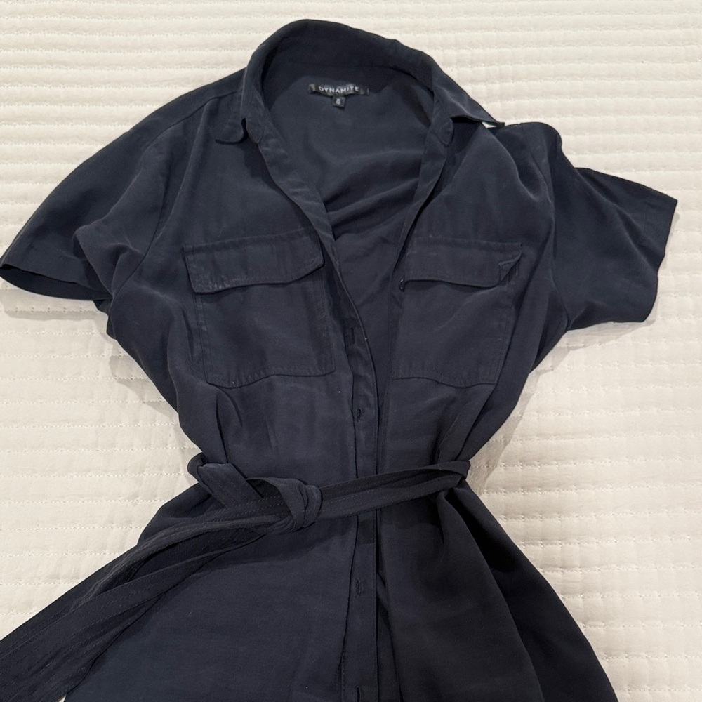 Dynamite Midnight Blue Collared Top